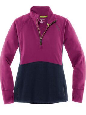 Brooks Drift 1/2 Zip Pullover Sweater Womens Small Dri-Layer Fushia/Navy EUC